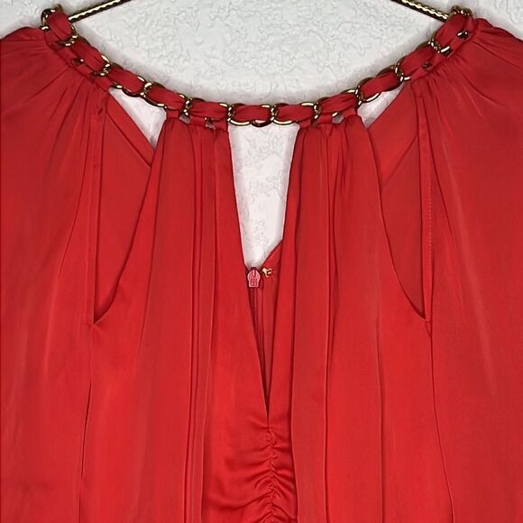 NWT Veronica Beard Yulita Cut-Out Silk-Blend Top Watermelon Size 6 - Picture 4 of 15